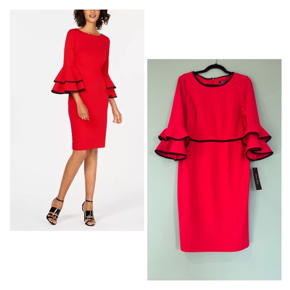 Elegant Red Bell Sleeve Dress